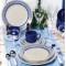 SET SERVICE  DE TABLE  20 PCS  ABSTRAIT   BLEU  DONNA GRECIA