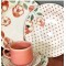 SET SERVICE  DE TABLE  20 PCS   A POIS PECHE  DONNA HOLAMBRA