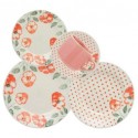 SET SERVICE  DE TABLE  20 PCS   A POIS PECHE  DONNA HOLAMBRA