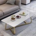 Table  basse  blanc effet  marbe  pieds  doré  ARTIKA   100 CM